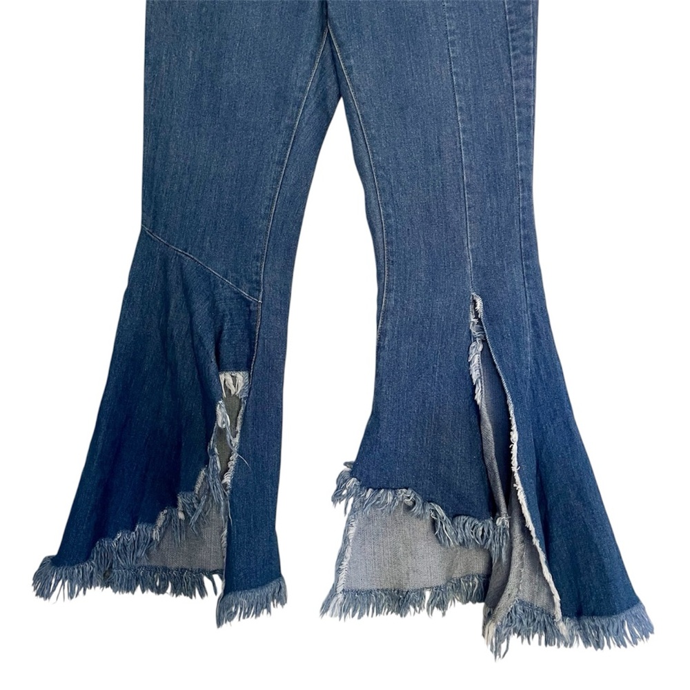 Fit & Flare Ruffled Raw Hem Size 13 Blue Denim Jeans - Picture 3 of 6